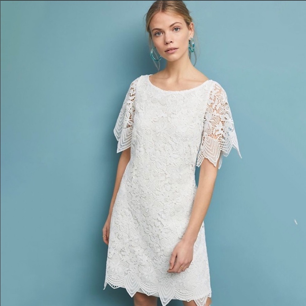 NWOT Anthropologie Charleston white lace dress